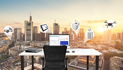 LS OBSERVER for Real-Time Spectrum Monitoring Workstation at sunrise with monitoring devices for automated spectrum monitoring and interference detection.
