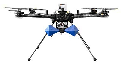 LS OBSERVER Airborne Monitoring Unit (AMU) Quadrocopter with RF receiver payload connected to an omni-directional antenna